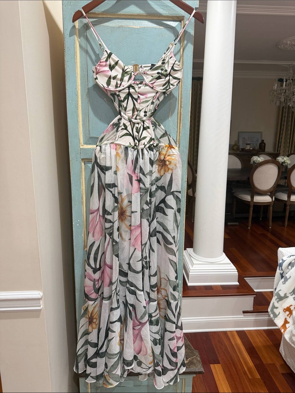 PatBo Cutout Maxi Dress Tropical Floral Bodysuit 2 - Picture 2 of 15